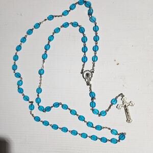 Vintage Rosary Light Blue Beads H68
